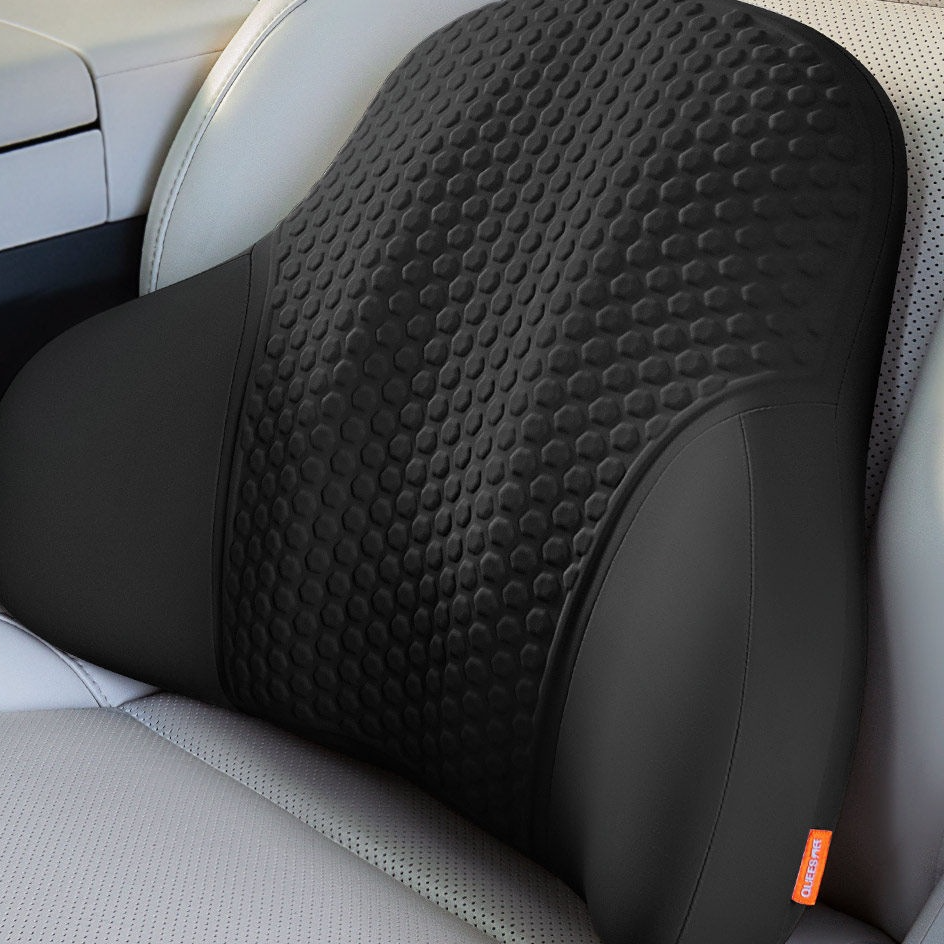 Ergonomic 52D Memory Foam Car Headrest and Lumbar Support Cushion Combo with Breathable Spacer Fabric