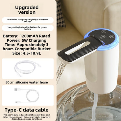 Dual-Pump Foldable Water Dispenser with LED Light