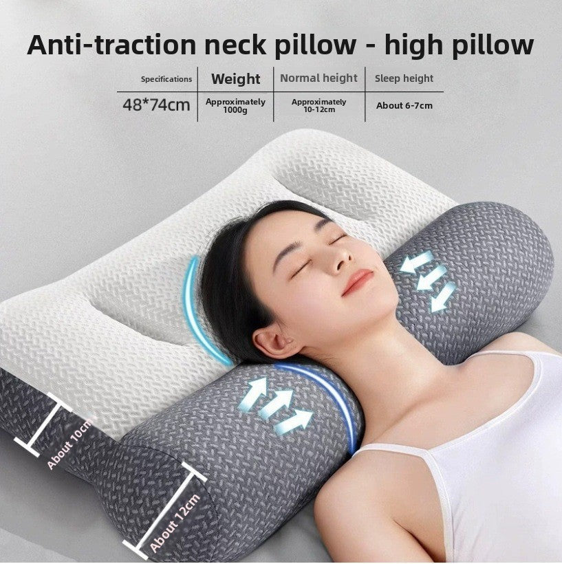 An ergonomic memory foam cervical traction pillow